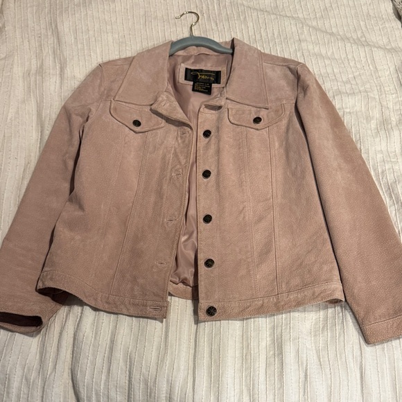 Women's Light Pink Suede Jacket - Picture 1 of 2